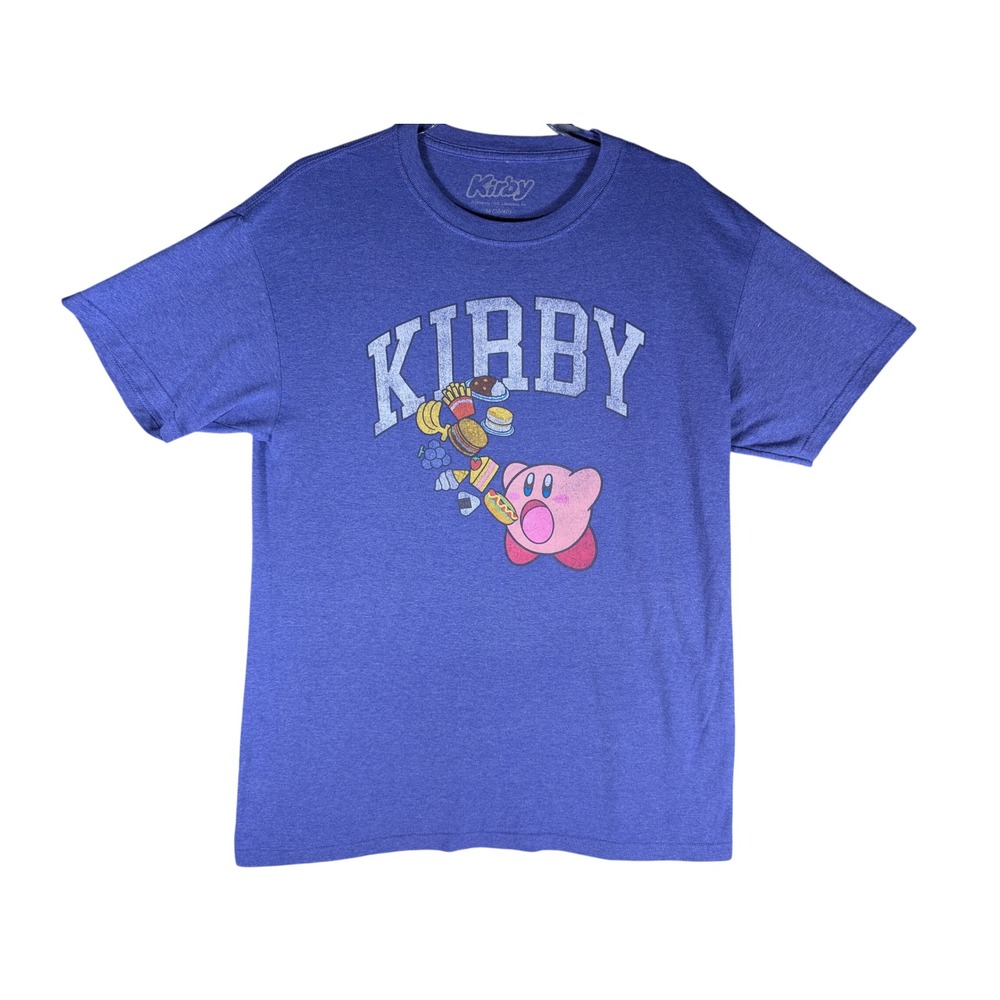 Nintendo Kirby Heather Purple Distressed Food Inhale Graphic T-Shirt Mens Medium